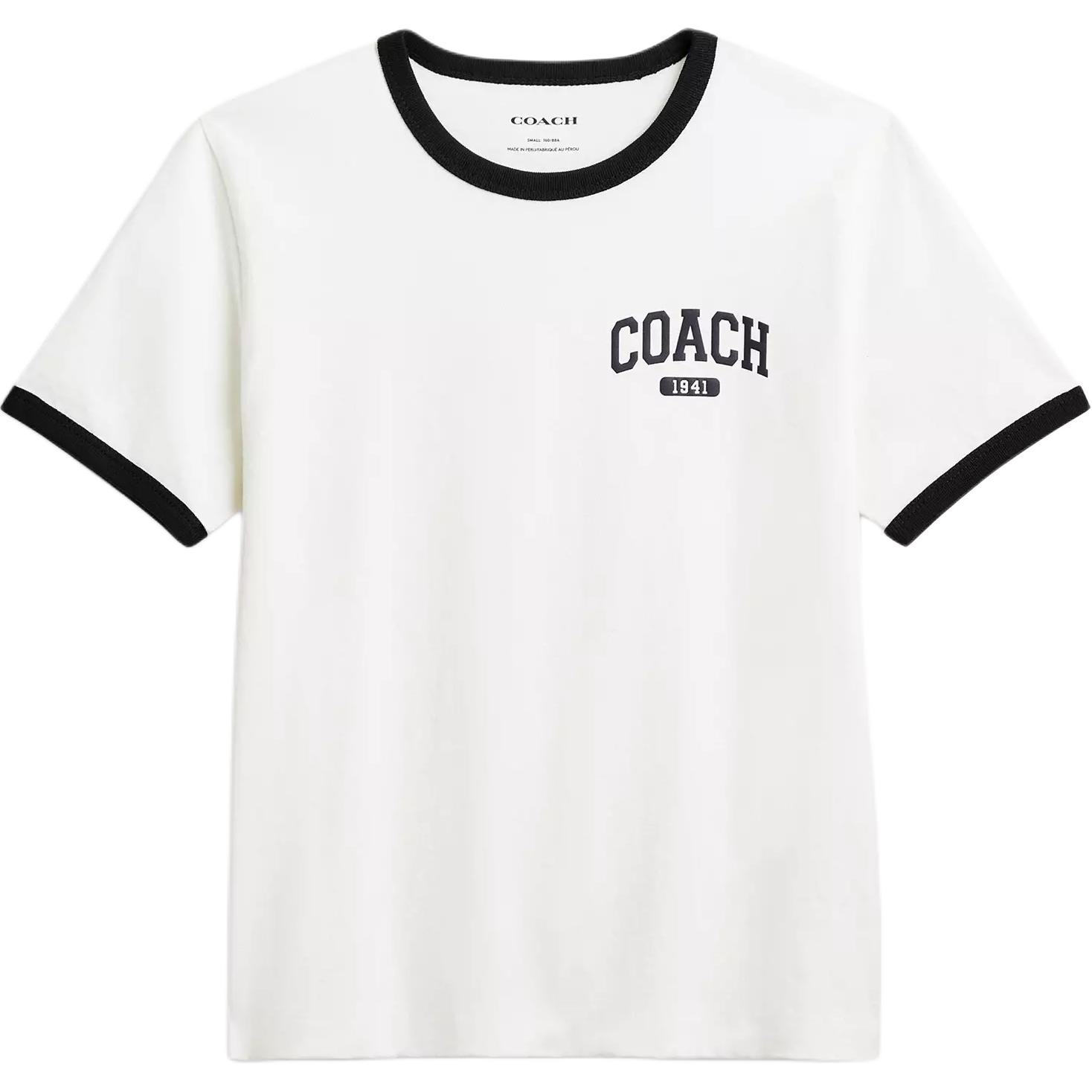 Топ с коротким рукавом Coach Ss25, цветной блок, отделка, женский, белый CAH76-WHT XS