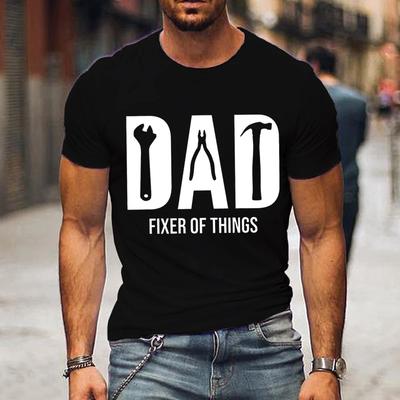 Funny Dad Birthday Shirt,Fixer of Things Shirt Men Tshirt Hip Hop Tops Summer Street T Shirt Oversize Short Sleeve New Dad Shirt