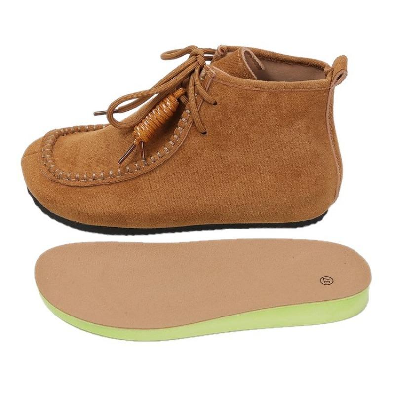 Retro Damen-Stiefeletten mit dicker Sohle, höhenverstärkend, zum Schnüren, neue Damenschuhe mit kurzem Schaft in Übergröße