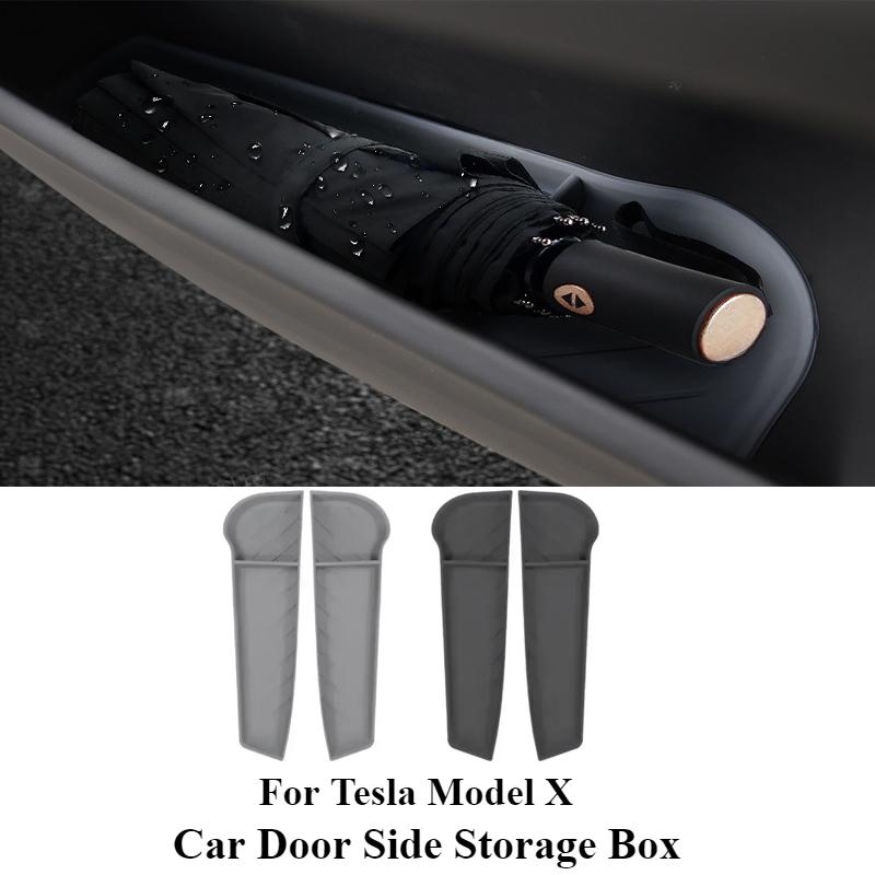 Car Door Side Storage Box For Tesla Model X Waterproof TPE Gate Slot Anti Dirty Storage Organizer Tidying Interior Accessories