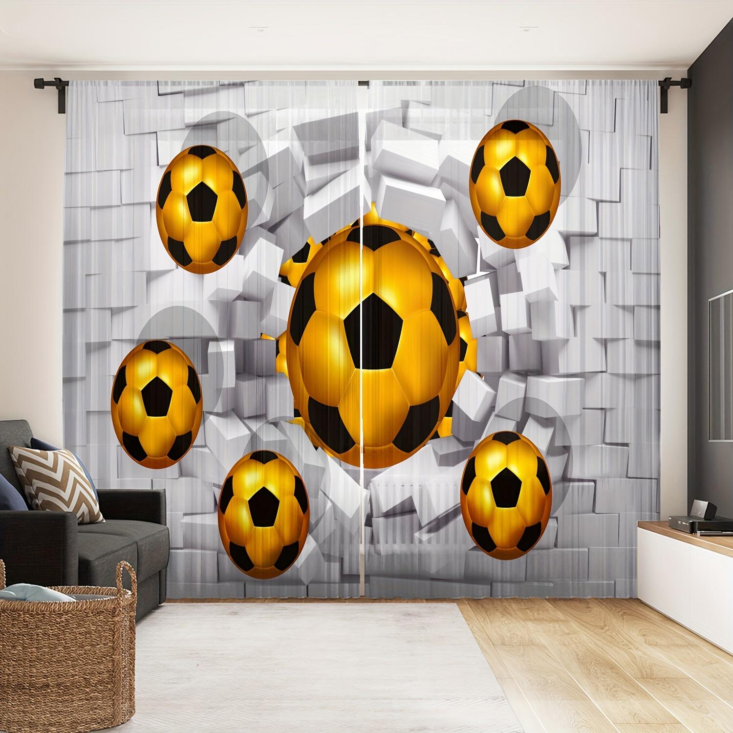 

2 шт. Полиэстеровая оконная занавеска для футбольного клуба, карман для штанги, спортивное место, занавеска для спальни, украшение для стены, гостиная, дом 2x60Wx50H(CM)&Grommet Top