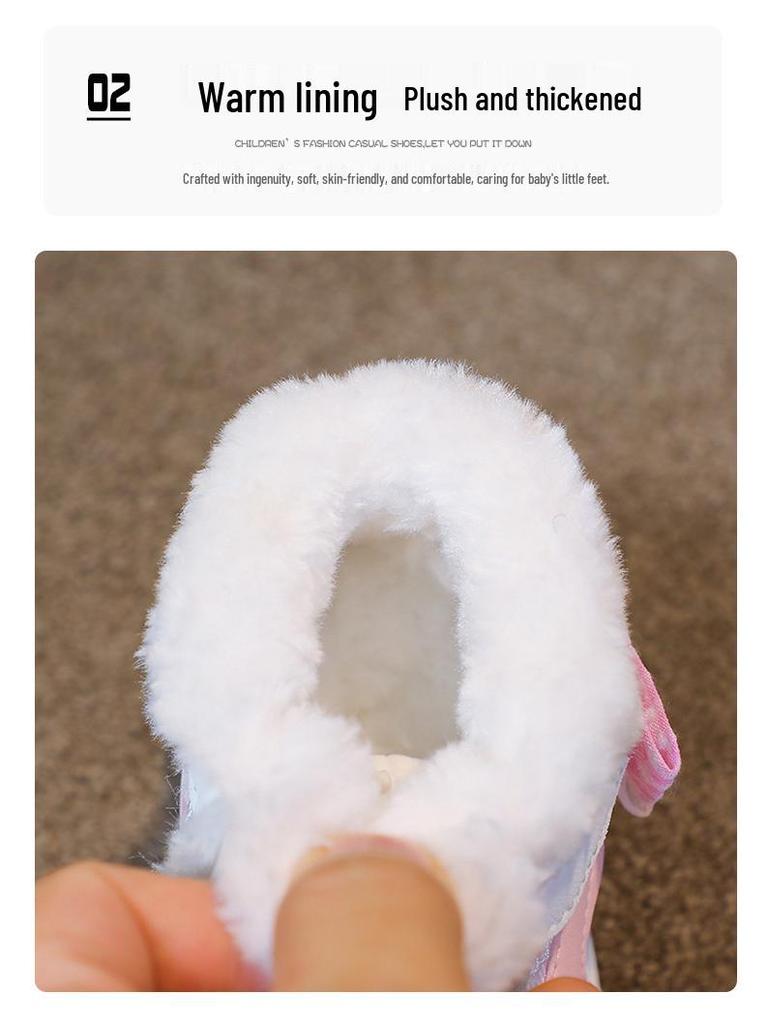 Girls' Warm Cotton Sports Shoes: Cozy Fleece Infant and Toddler Flats