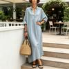 Beach Dress for Women Summer Maxi Women, V-Neck Casual Oversized Boho Long Elegant Dress, Sleeve Button Up Vacation Sundress with Pockets Lightweight