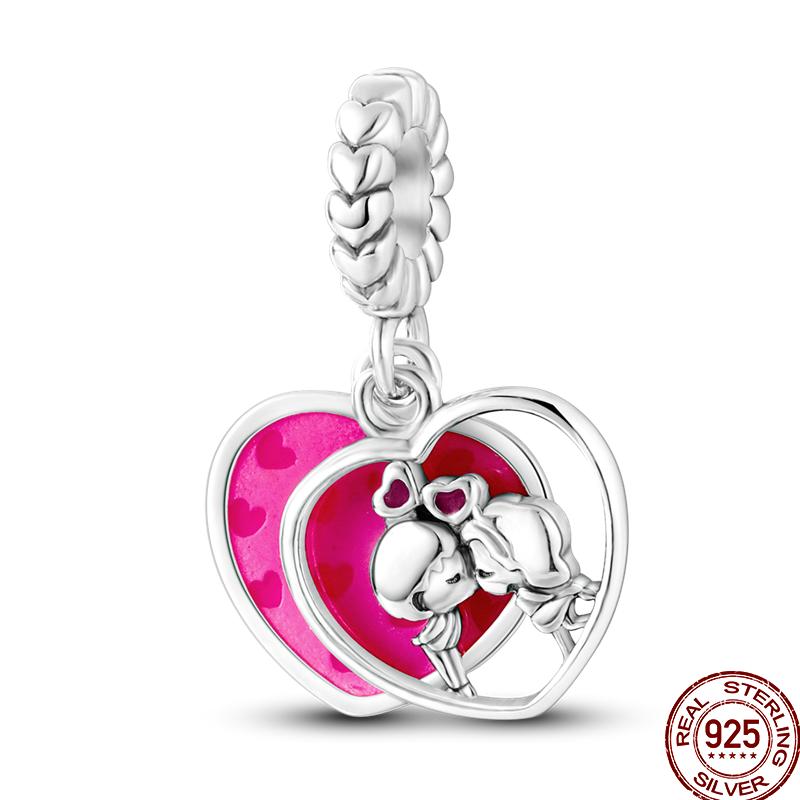 100% Kupfer Liebe Rose Herzförmige Serie Perlen Charm Geeignet Für 3Mm Original Armband Geschenk Geburtstag