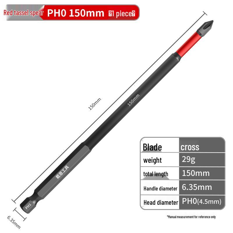 PH0 Tungsten Steel Phillips Bit: Magnetic, Impact Resistant, Non-Slip Screwdriver, Hex Shank for Electric Drill