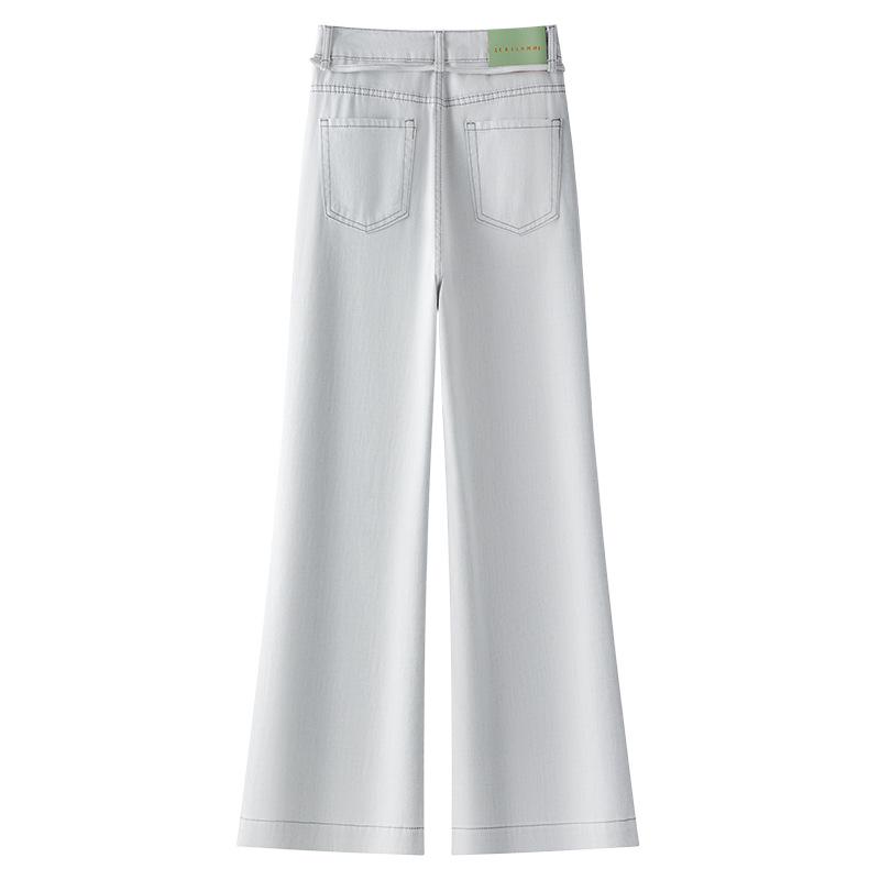 Women's Morandi Gray High-Waisted Wide-Leg Flared Jeans, Slimming and Loose Fit for Spring/Summer 2025.