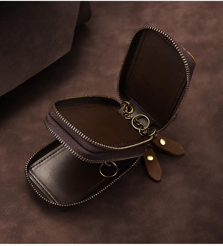 General Motors Multifunctional Leather Car Key Case with Dual Zippers