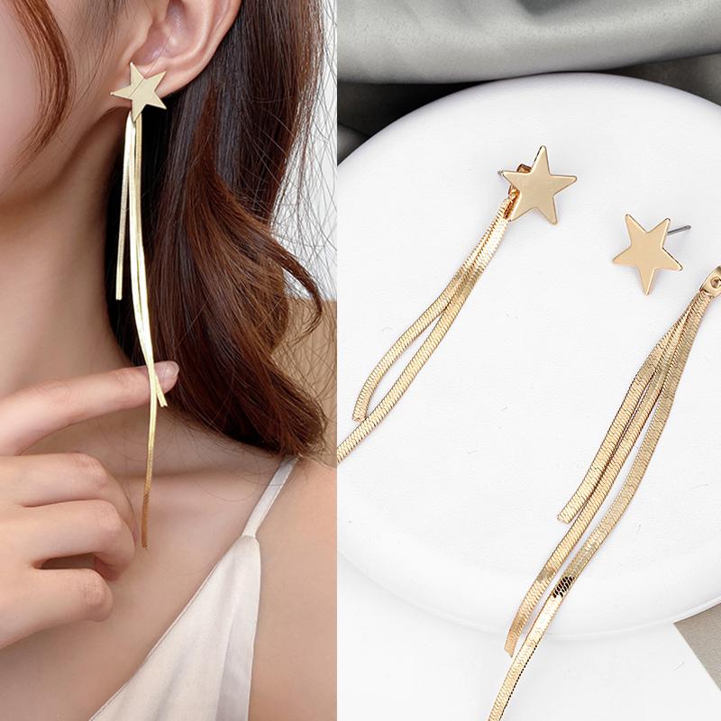 Long Crystal Tassel Gold Silver Dangle Earrings for Women Wedding Drop Earring Jewelry Gifts