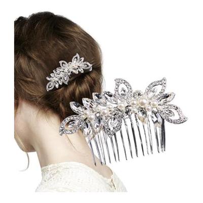Herbeluemily Hair Comb Hairpin Hair Accessory Pearl Hair Ornament Formal Party Hair Silver E HM-0148-R06-E Elegant Glamorous Easy Updo Wedding Bridal