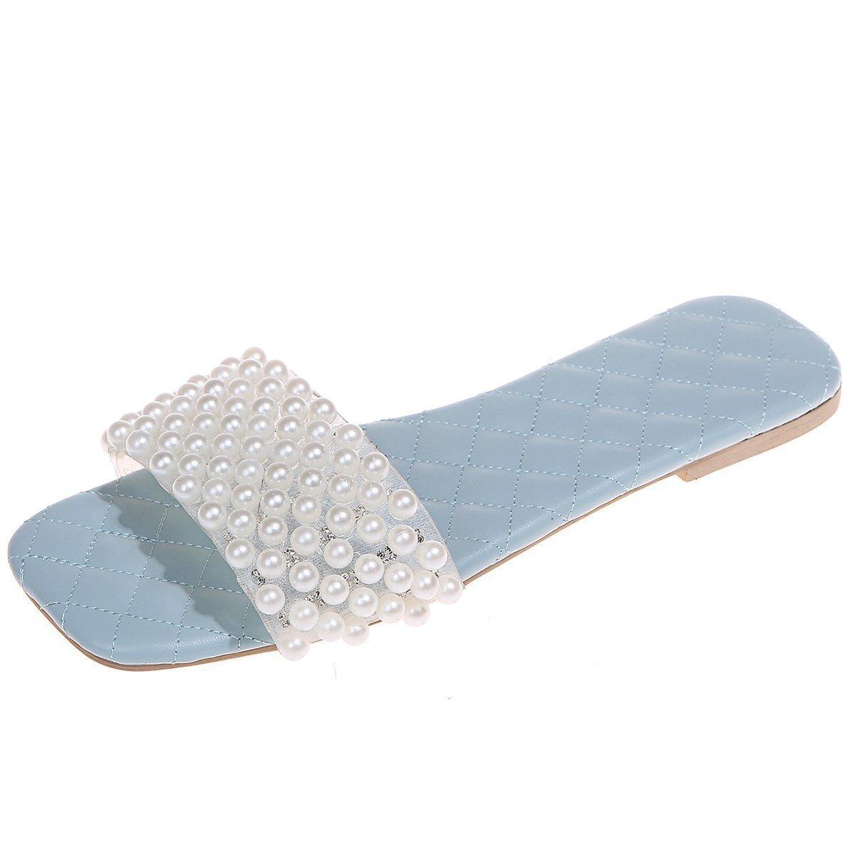 

Fashion Women s pearl biscuit flat sandals, matching casual shoes, solid color, new arrivals for spring and summer 2025 43