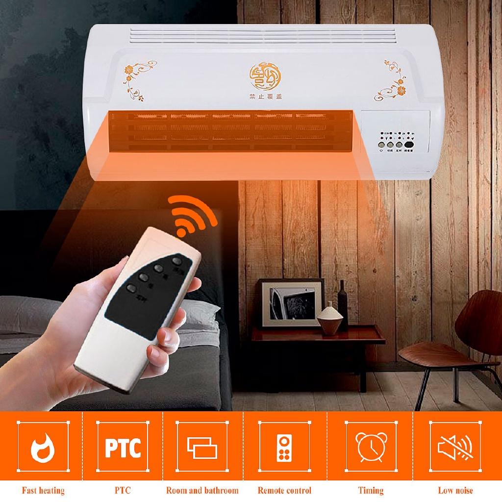 1000W/2000W Wall Mounted Heater Space Heating Air Conditioner Dehumidifier + Remote