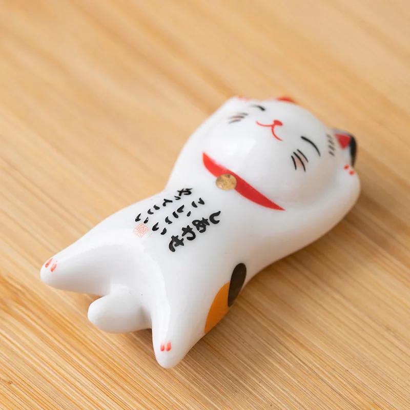 1pc Ceramic Cute Chopstick Holder Tableware Japanese Style Underglaze Restaurant Simple Oval Spoon Bracket Utensil for Kitchen