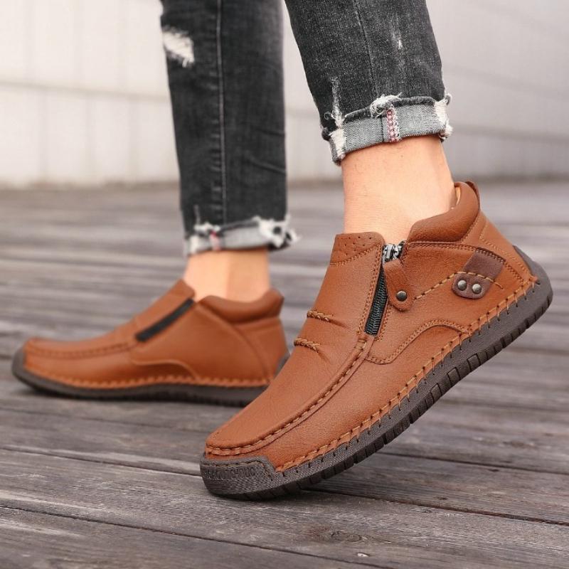 Men's Outdoor Casual Shoes Slip-on Flats Leather Shoes High-top Shoes Large Sizes Ankle Boots Formal Shoes 38-50