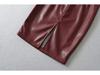 Elegant Korean High-Waisted Front Slit PU Leather Midi Skirt with Belt – Sexy, Bodycon, Hip-Hugging for Autumn & Winter