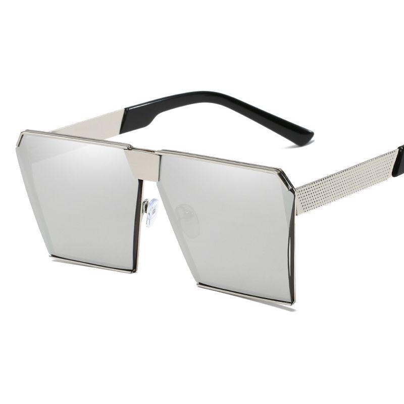 Top Oversized Flat Lens Square Sunglasses Men Women Fashion Metal Large Glasses