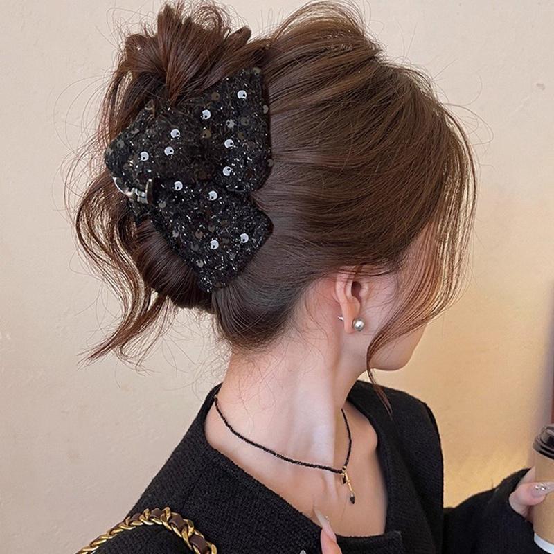 1PC Sequined Triangular Acrylic Hair Clip, Women s Fashion Sequined Triangular Disc Hair Clip чёрный