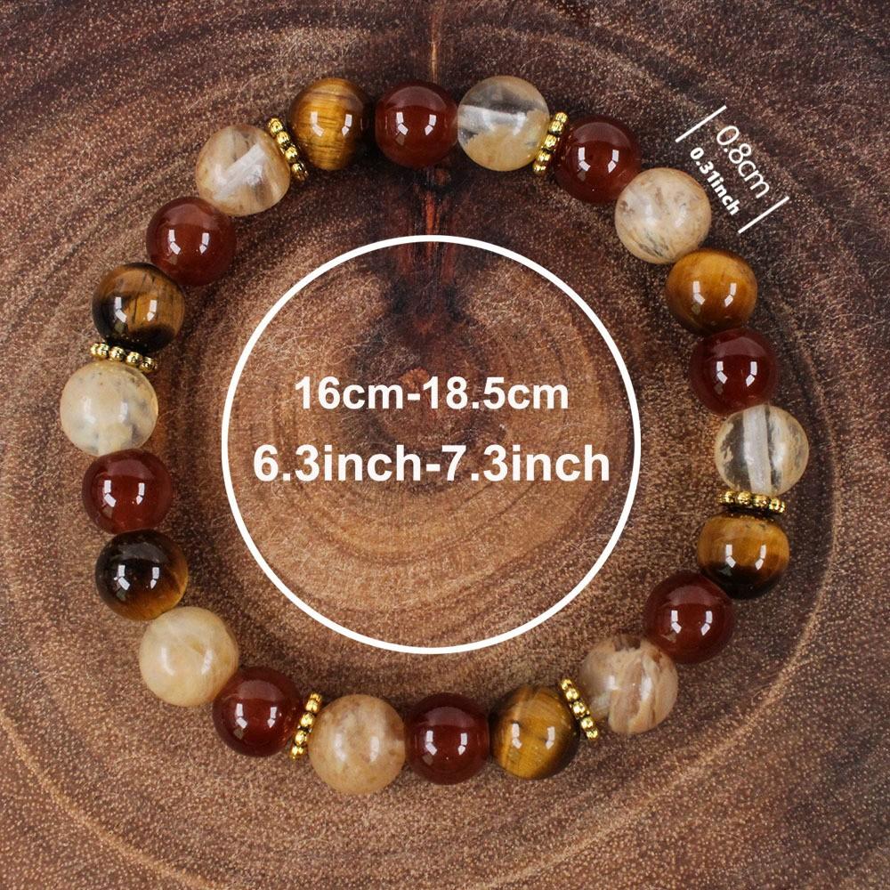 Festive Gifts Tiger Eye Red Agate And Striped Agate Beaded Bracelet Warm Fashion Jewelry For Men And Women Daily Wear Simple Versatile Accessory