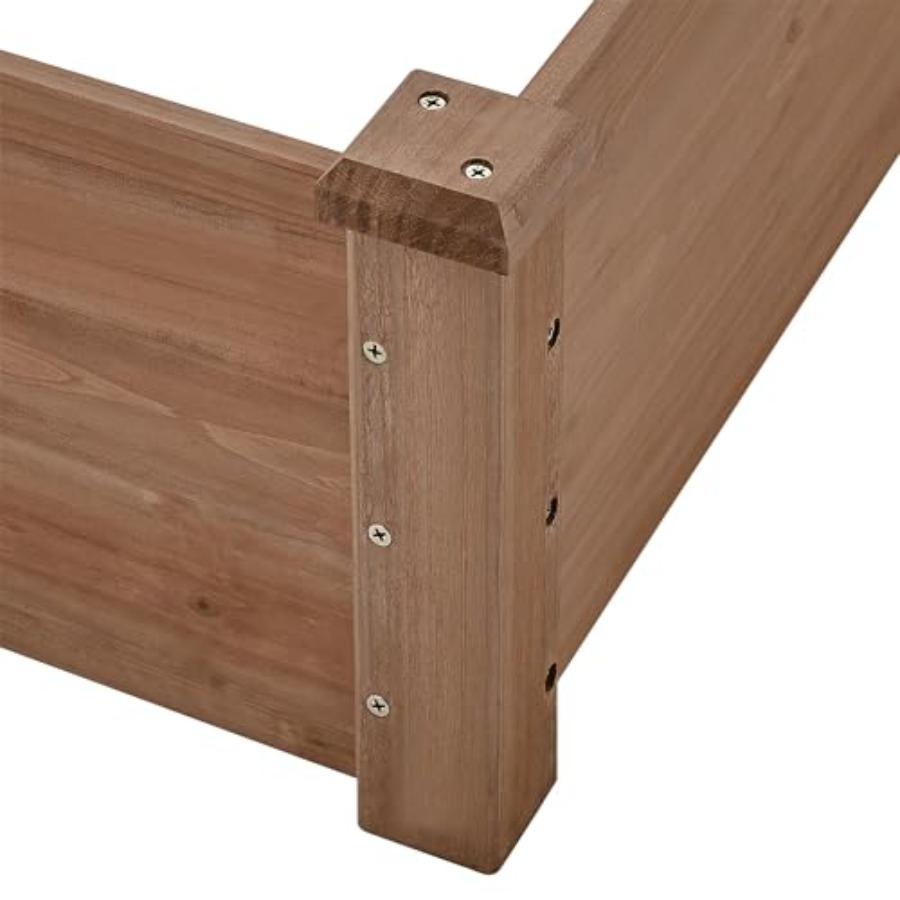92.5 x 47.5 x 10in Wooden Raised Garden Bed 8x4ft Planting Box for Backyard Outdoor Horticulture Use Brown