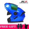Full Face Motorcycle Helmet With Dual Visors Flip-Up Design Scooter E-Bike Riders