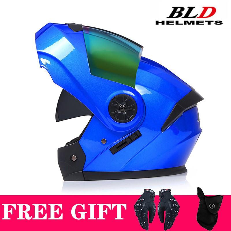 Full Face Motorcycle Helmet With Dual Visors Flip-Up Design Scooter E-Bike Riders