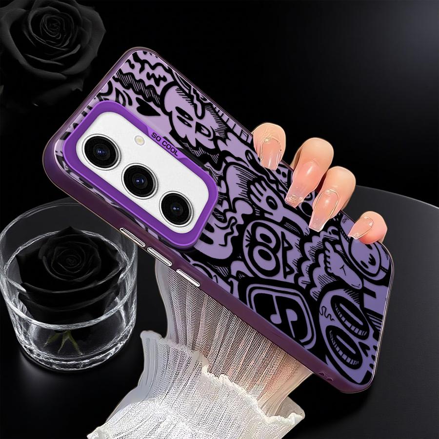 Case for Samsung Galaxy A72 A32 A36 A12 A14 A56 A17 A52 A54 A13 A23 A71 A25 A73 A16 A34 Phone Cover Graffiti Black