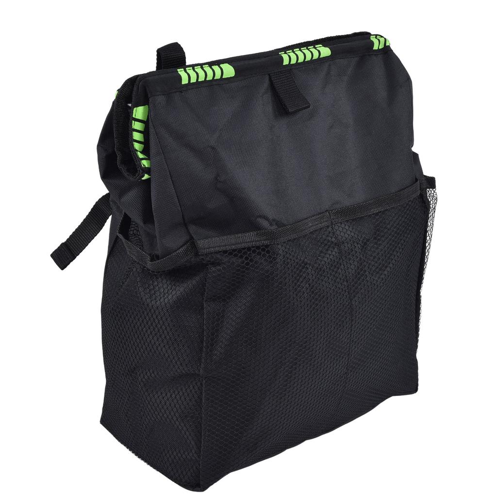 Car Garbage Storage Bag Waterproof Foldable Oxford Fabric Auto Litter Bin with Lid and Pockets Black