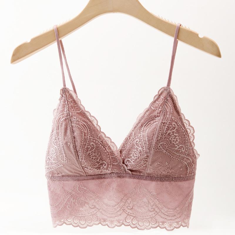 

European & American Sexy Lace Wire-Free Triangle Cup Bra with Pads Small