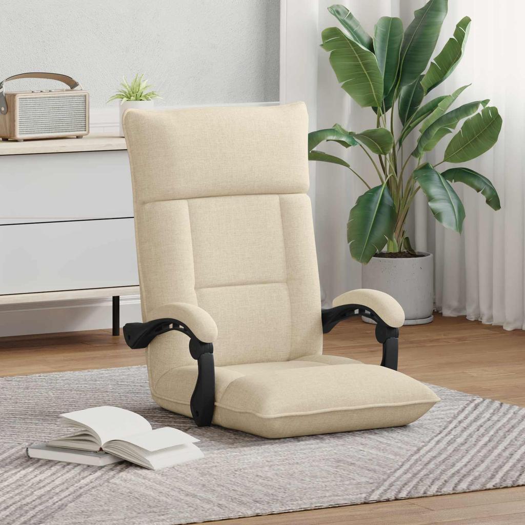 Adjustable Footstool Cream Fabric