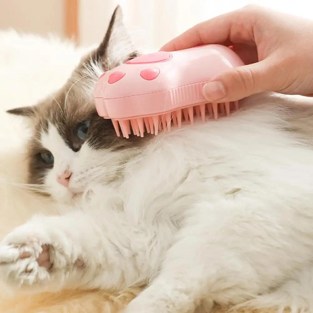 Perie cu abur pentru pisici Perie aburită pentru câini 3 în 1 pulverizator electric Pisicuță Perie de păr pentru pisică pentru masaj Pieptene pentru îngrijirea animalelor de companie Piepteni pentru îndepărtarea părului Materiale de îngrijire