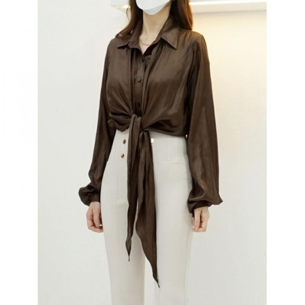 Style Latte Women 2way Scarf Wrap Collar Shirt Blouse