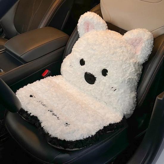 Car Seat Cushion Cat And Dog Plush Seating Cushion 2-in-1 Seat & Back Support with Non-Slip Bottom Thick Winter Warm Padding for Office Gaming Home