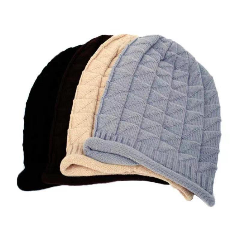 Women's Korean-Style Windproof Slouchy Hat - Solid Color, Warm, Ear-Protected for Autumn & Winter