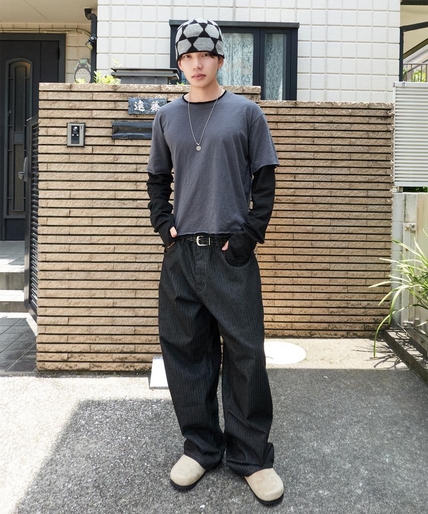 XERO Cut-Off Layered Slub Long Sleeve [Charcoal]