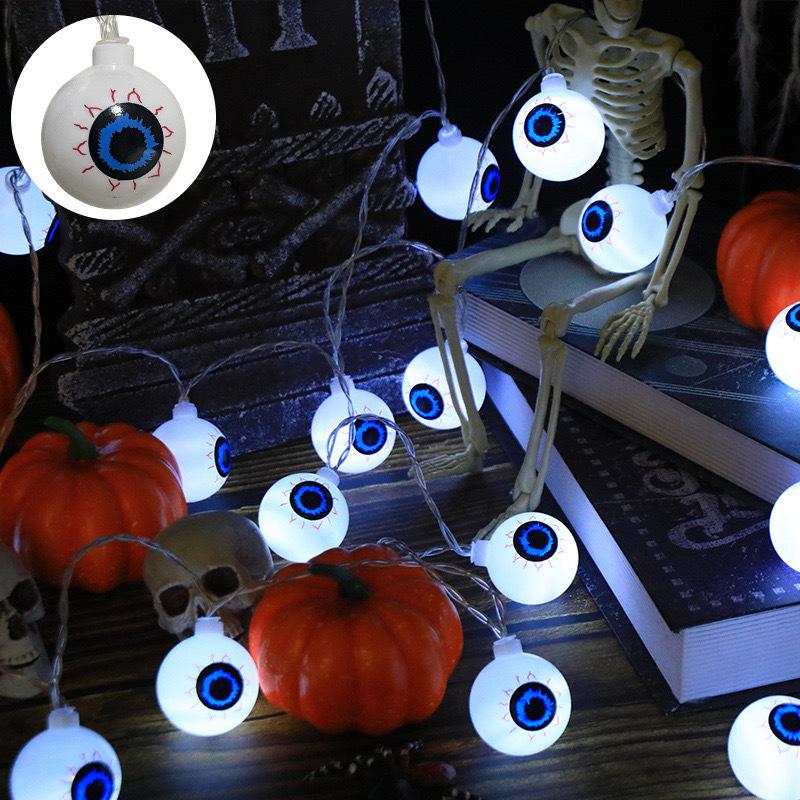 Skull & Ghost String Lights: Easter & Halloween Battery-Powered Decor 10 Lights 1.5m Battery