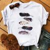 Fashion Women T Shirt Funny Butterfly Feather Print Tshirt T Shirt Summer Short Sleeve Tops Tee Female Feather T-shirts