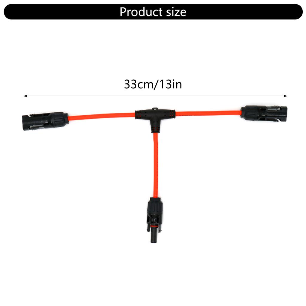 Solar Panel T Branch Connectors 30A 1000V Dual Photovoltaic Wire Splitter 6mm2 Extension Cable Pair for Energy Systems
