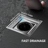 Neodrain Square Shower Drain,4 inch Stainless Steel 304 Grate and PVC Drain Body, Grate with Brushed Nickel Finish, Kit Includes Hair