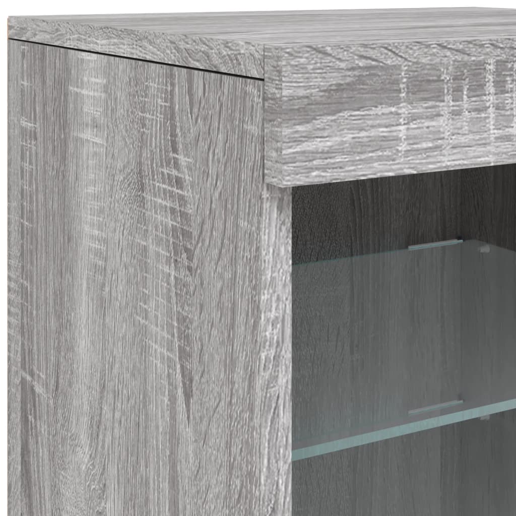Sideboard with LED Lights Grey Sonoma 162 x 37 x 67 cm