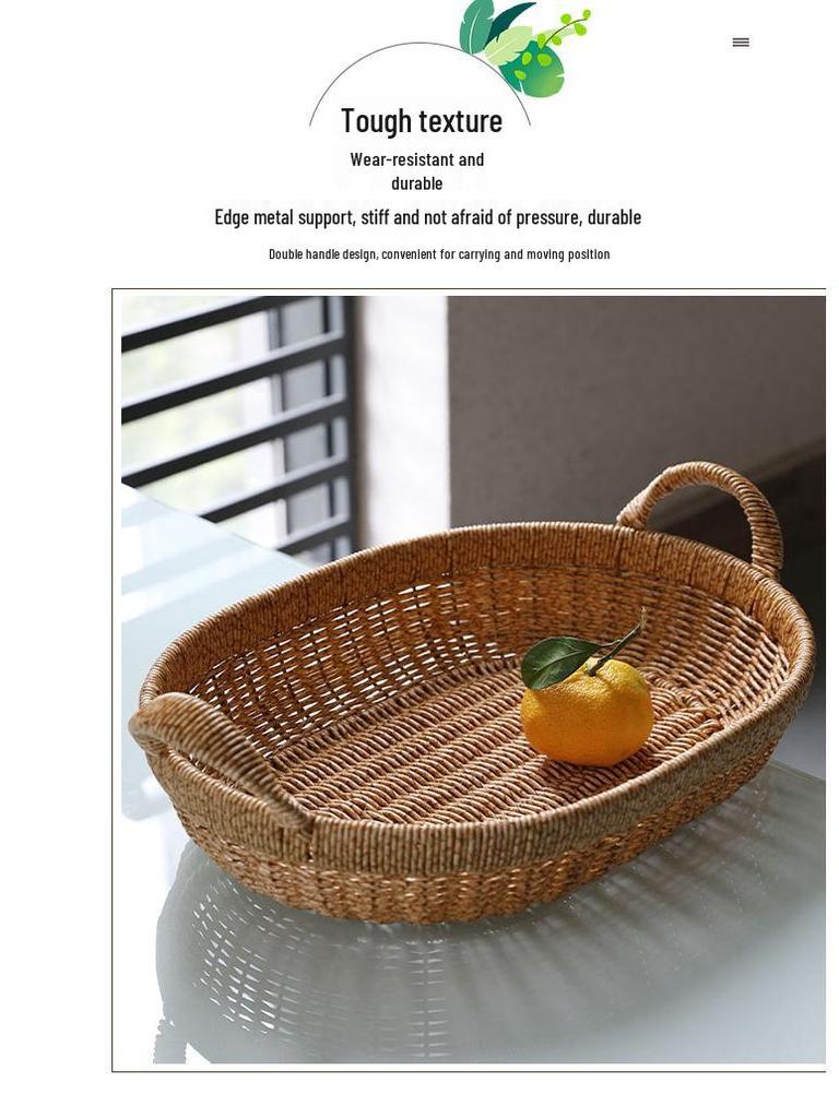 Imitation Rattan Fruit and Snack Basket - Versatile for Living Room, Kitchen, and Picnic Use.