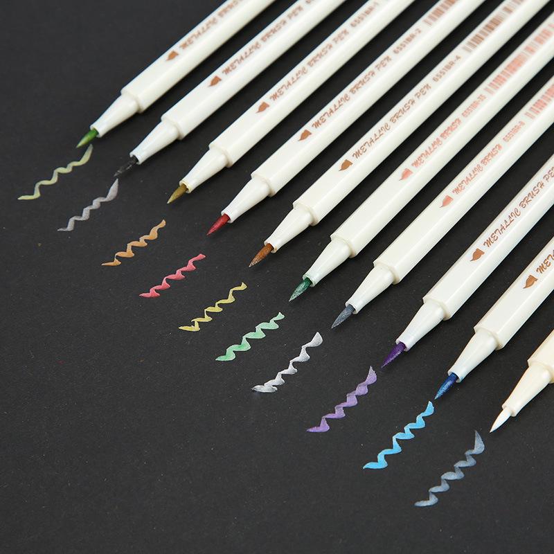 STA 6551BR 10 Color Boxed Metal Soft Head Brush Pearlescent Watercolor Paint Markers Office School Supplies Wholesale Gift