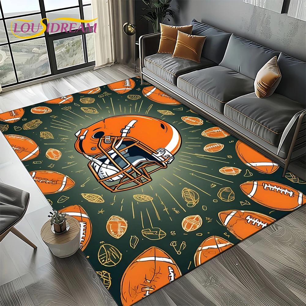2025 Rugbyfeld Rugby American Football Cartoon Teppich für Wohnzimmer Schlafzimmer Zuhause Sofa Dekoration, Teppich rutschfeste Fußmatte