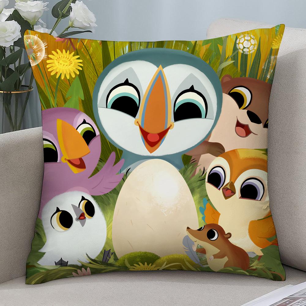 Puffin Rock PPreschool Pillow Case 3D Print Polyester Fiber 4545 cm Home Sofa Throw Pillow Cover Decoration Festival Gift 40x40cm 16x16in