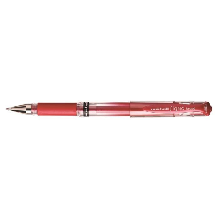 Roller encre gel Signo Broad UM153 Grip Pte Large 1mm Rouge Métal