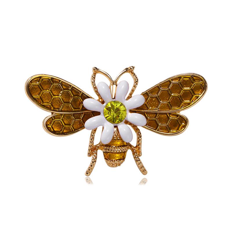 

Vintage fashion new alloy drip oil yellow bee brooch for women, creative retro insect chest flower brooch, accessories