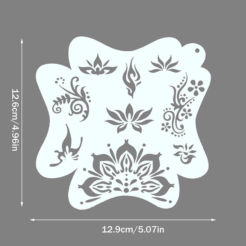 8Pcs Face Painting Tattoo Stencil Set Reusable Hollowed Art Paint Stencils DIY Spray Painting Eyebrow Tattoo Template Cosplay