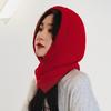 Balaclava Korean Fashion Autumn and Winter Red Knitted Hat Fashionable Warm Head Hat Wool Hat Neck Protection