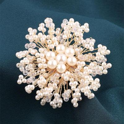 Elegant Pearl Snowflake Brooch: Luxurious Women's Corsage Pin Accessory