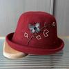 Autumn and winter knitted wool woolen bowler hat new elegant handmade flower pot hat women's versatile warm bucket hat