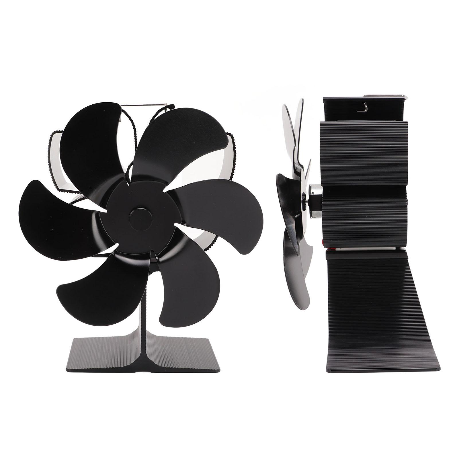 

Heat Powered Stove Fan 6 Blades Fireplace Fan Thermal Power High Temperature Proof Energy Saving Black