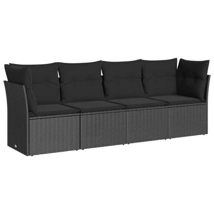 VidaXL Garden Lounge Set 4 Pcs with Cushions Black Braided Resin 3217225